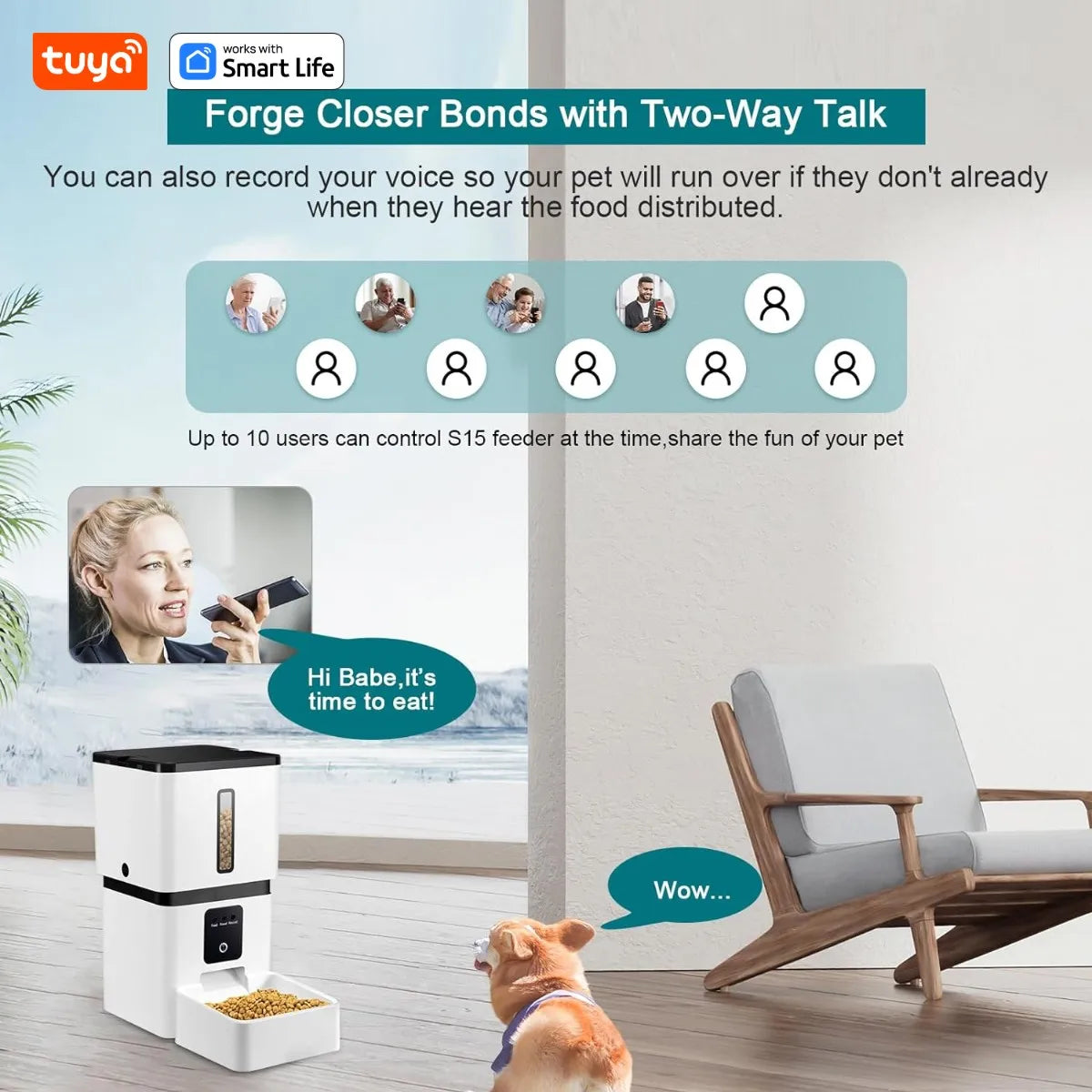 8L Automatic Smart Food Dispenser Timer ABS Bowl Auto Dog Cat Pet Feeding HD Camera Wifi Auto Feeder with Tuyaapp Remote Control