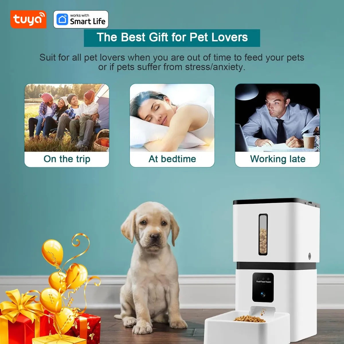 8L Automatic Smart Food Dispenser Timer ABS Bowl Auto Dog Cat Pet Feeding HD Camera Wifi Auto Feeder with Tuyaapp Remote Control