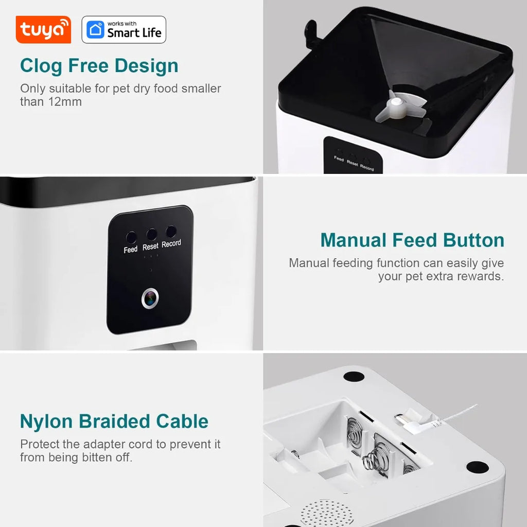 8L Automatic Smart Food Dispenser Timer ABS Bowl Auto Dog Cat Pet Feeding HD Camera Wifi Auto Feeder with Tuyaapp Remote Control